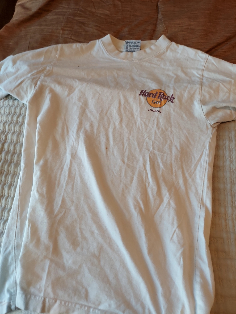 Hard Rock Cafe White T-Shirt with Yellow & Purple Logo
